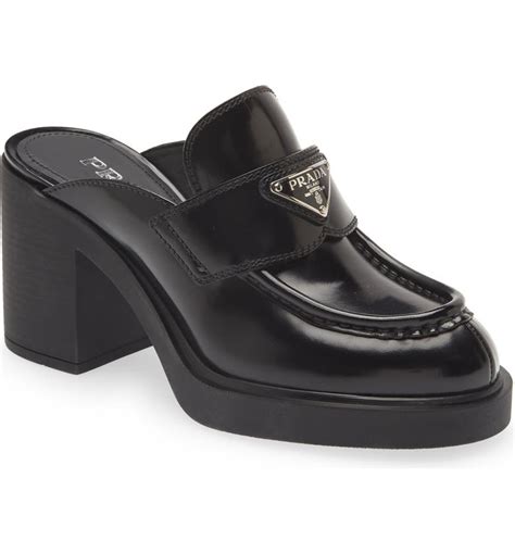 prada jeweled heeled loafer|Prada mule loafer.